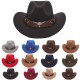 Cross-border Golog Tibetan hat, western cowboy hat, bull head accessory, felt hat, ethnic style curled brim jazz hat