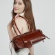 Genuine Leather Niche Retro Motorcycle Style, Cool Belt Decorated Handbag, New Single Shoulder Underarm Sausage Baguette Bag