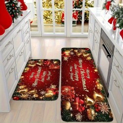Cross-border TEMU labeled Christmas long kitchen mat, absorbent, stain-resistant, non-slip set, doormat.