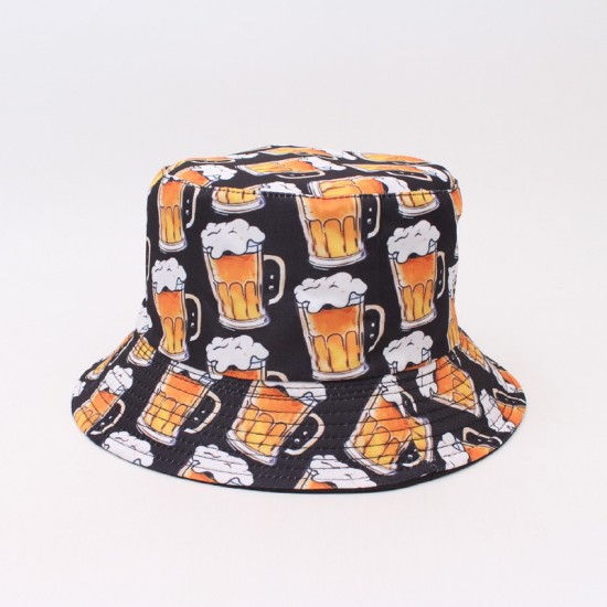 Reversible bucket hat, versatile beer mug print sun protection hat for outdoor travel, couple's sun hat, bucket hat Hats Reversible bucket hat, versatile beer mug print sun protection hat for outdoor travel, couple's sun hat, bucket hat Hats