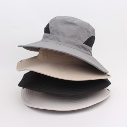 Spring and summer Japanese denim bucket hats with checkered pattern, face-enhancing small visor, couple's bucket hats for women