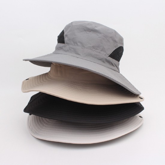 Spring and summer Japanese denim bucket hats with checkered pattern, face-enhancing small visor, couple's bucket hats for women