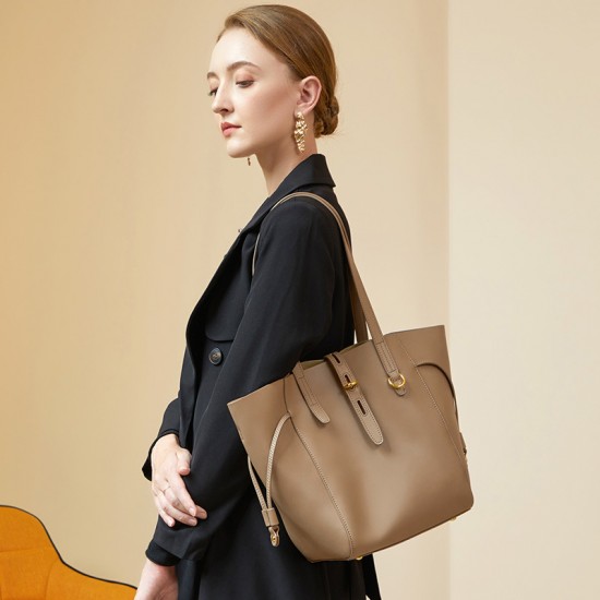 Niche high-end design, top-grain cowhide, versatile autumn commuter handbag, new large-capacity crossbody box bag