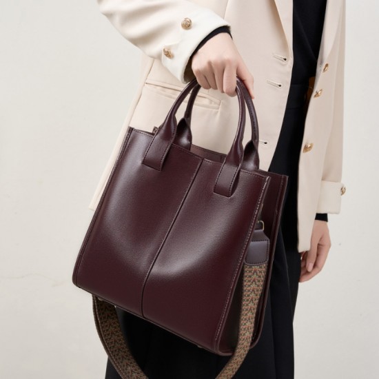 2025 new spring and summer women's tote bags, large-capacity bucket bags, single-shoulder handbags, genuine leather women's bags