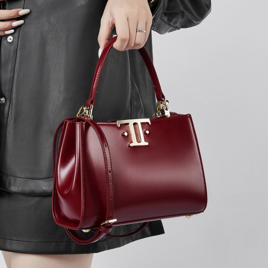 New, niche genuine leather bags, high-end goddess bags, double-sided buckle, mini shoulder bags, crossbody handbags, and commuter tote bags.