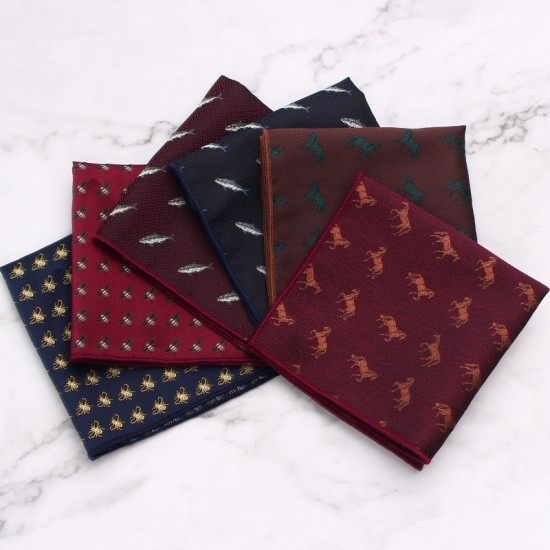 British-style men's suit pocket square with small floral pattern, business retro banquet suit small square handkerchief wholesale