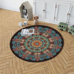 TEMU cross-border round Persian crystal velvet carpet for home decoration, hanging basket chair mat, easy-care bedside rug for the bedroom