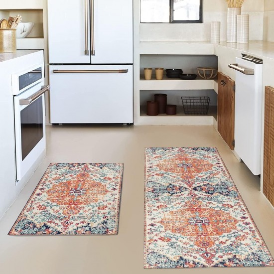 Temu cross-border retro American kitchen mats, labelable, non-slip, absorbent, and stain-resistant striped floor mats for home use.