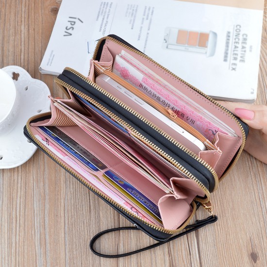 Long length wallet for men - detachable zipper, fashionable patchwork handbag, multi-card slot card bag, large capacity leather bag, retro style business suit bag