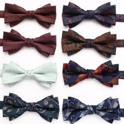 Lei'er cashew flower bow tie, Chinese-style bow tie for formal photography, fashionable maple leaf bow tie accessory manufacturer.