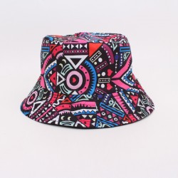 Overseas printed bucket hat, European and American triangle graffiti bucket hat, men's and women's outdoor sun visor, reversible sun hat