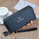 New women's wallet - long style double zipper hand-held bag, fashionable and litchi-patterned large capacity double-layer money clip, mobile phone bag.