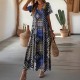 Spring and summer cross-border European and American new style fashion geometric pattern print loose plus size dress for women 2025 Spring and summer cross-border European and American new style fashion geometric pattern print loose plus size dress for women 2025