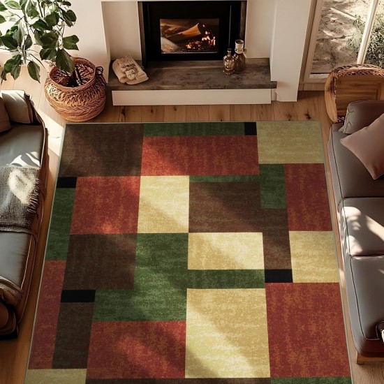 Cross-border Amazon abstract geometric print rug, non-slip, easy-care sofa coffee table mat for living room decoration.
