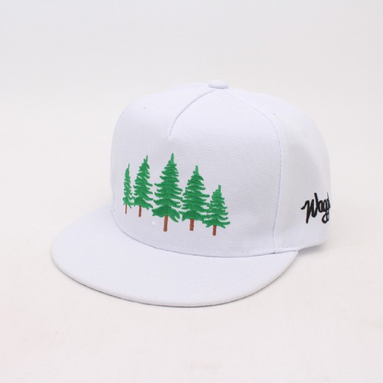 cross-border flat-brim hip-hop hat, versatile five-tree embroidered baseball cap, hard-top street dance trendy peaked cap