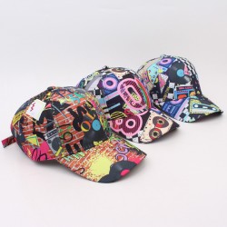 Cross-border retro graffiti reversible bucket hat, outdoor sun visor, mushroom graffiti bucket hat, round hat for women