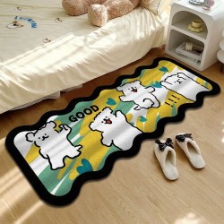 Cartoon striped puppy imitation cashmere non-slip bedside rug, bedroom wall-to-wall non-slip carpet, living room decorative rug, in stock