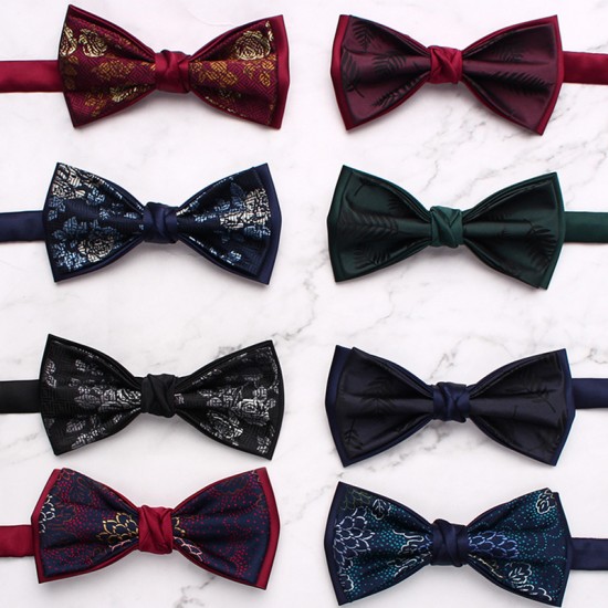 2025, in stock, colorful bow tie, men's vintage double-layer bow tie Groom's groomsmen's wedding bow tie wholesaler