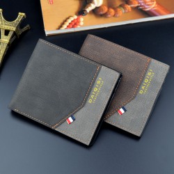 New men's wallet - short style, fashionable, color-matching, thin, large capacity, zipper horizontal style, soft leather case for young men