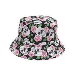Overseas reversible bucket hat, skull pattern bucket hat, flower graffiti sun protection hat, foldable sun hat