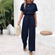 Autumn European and American fashion drawstring 2025 new style women's cross-border elastic waist casual long pants two-piece set for women