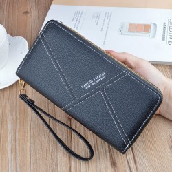 Long length wallet for men - detachable zipper, fashionable patchwork handbag, multi-card slot card bag, large capacity leather bag, retro style business suit bag