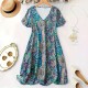 Spring and summer cross-border European and American new style romantic print bohemian resort style plus size dress for women 2025