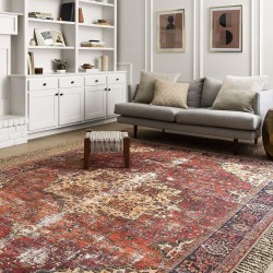 Cross-border Amazon washable Oriental carpet, soft living room rug, waterproof floral distressed, stain-resistant for indoor use
