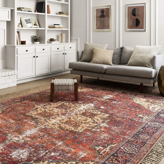 Cross-border Amazon washable Oriental carpet, soft living room rug, waterproof floral distressed, stain-resistant for indoor use