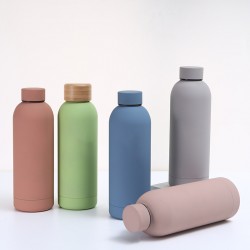 Wow Custom 304 stainless steel vacuum cup, outdoor portable, American-style small-mouth sports bottle with rubber paint
