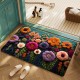 American floral crystal velvet floor mats for home entryways, stain-resistant, wear-resistant, and easy-care bathroom mats.