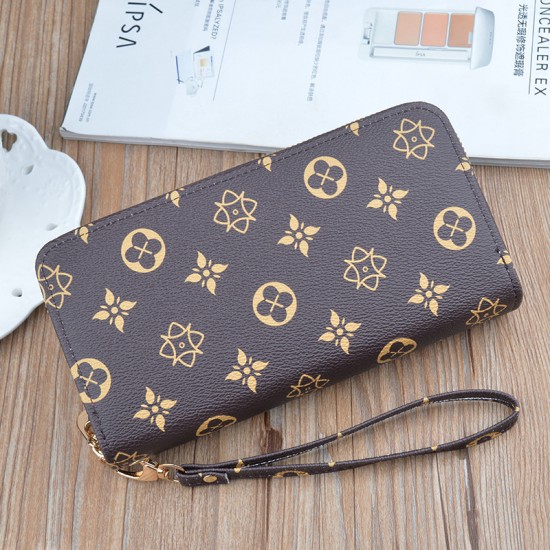 New women's wallet - long style hand-held bag, fashionable and checkered large capacity double-layer money clip, no change money bag.