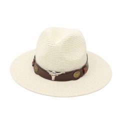 Overseas beach vacation sun hats, bull-head accessory straw hats, wide-brimmed top hats, jazz hats, travel couple's hats