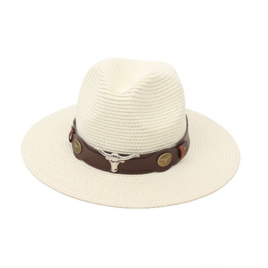 Overseas beach vacation sun hats, bull-head accessory straw hats, wide-brimmed top hats, jazz hats, travel couple's hats