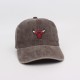 Women's baseball cap, washed and distressed coated cap, bull head embroidered sun hat, outdoor hiking sun hat for men