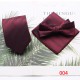Burgundy retro men's tie, bow tie, and square handkerchief three-piece set, business and fashionable wedding groomsmen's tie set