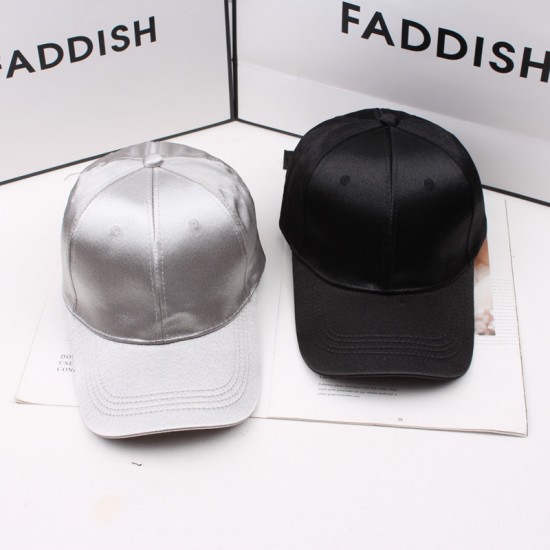 Women's summer satin solid color baseball cap, versatile sun protection hat for young men, couple's curved brim hat