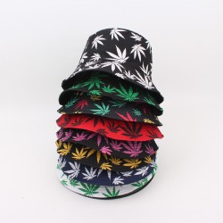 Reversible bucket hat, fashionable leaf print bucket hat, Korean style, versatile couple's sun hat, men's sun hat.