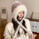 Korean-style autumn and winter warm knitted beanies, rabbit fur hats, earmuffs, and color-blocked plush earmuffs.