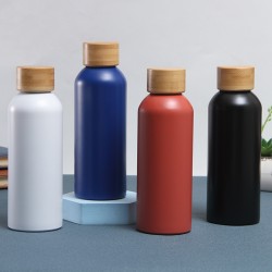 Wow, custom cross-border 304 stainless steel vacuum insulated tumbler, bamboo lid, small-mouth water mug, outdoor double-walled sports bottle