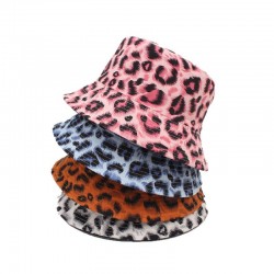 Cross-border versatile reversible leopard print bucket hats Couple's sun hats, street casual sun hats, round-brimmed bucket hats