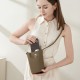 First-grain cowhide shoulder and crossbody small phone bag, versatile women's 2025 new genuine leather vertical casual small bucket bag.