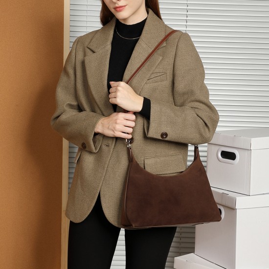 Frosted cowhide underarm tote bag, 2025 new high-quality, large-capacity commuter genuine leather shoulder bag