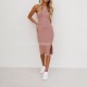 Cross-border European and American new style 2025 Spring/Summer square neck bow tie mini dress