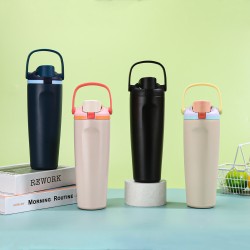Large-capacity 30oz portable fruit mug, 304 stainless steel vacuum insulated tumbler, outdoor portable straw cup