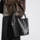 Luxury women's bag, 2025 new style genuine leather handbag, versatile woven bucket shoulder crossbody bag