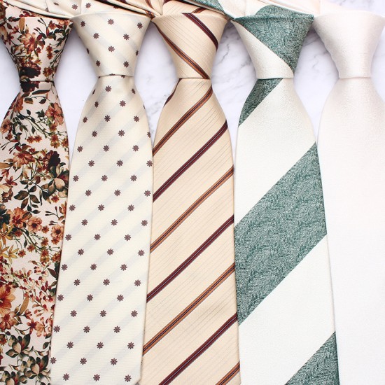 Polyester cashew flower classic men's 8cm tie, men's khaki business casual wedding dinner tie.