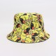 Spring and summer bucket hats from overseas, reversible, sun visor hats for couples, featuring a full-print yellow duck.