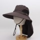 Men's spring and summer sun hat, outdoor sun protection, neck protection, fishing hat, wide-brimmed breathable windproof hat.