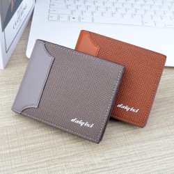 New men's wallet - short style wallet, multi-card slot men's youth fashionable patchwork casual thin soft leather wallet